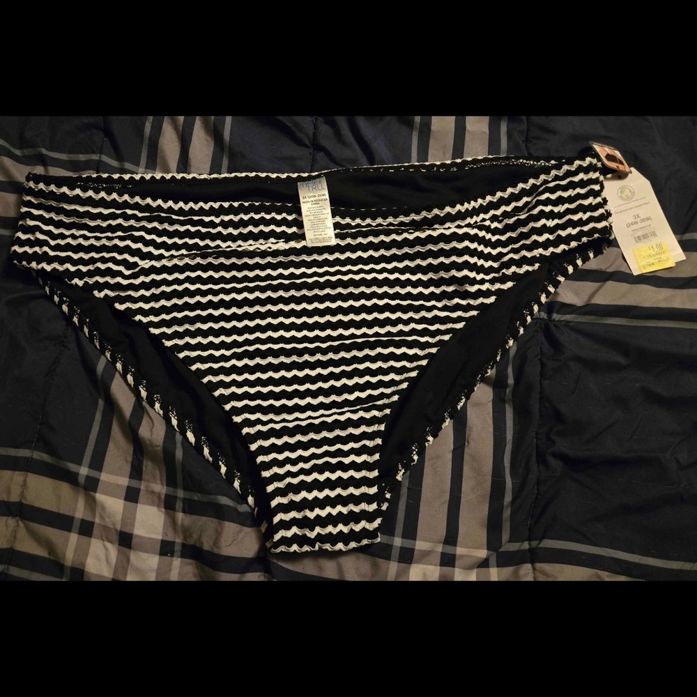 Black and White Striped Bikini Bottom
